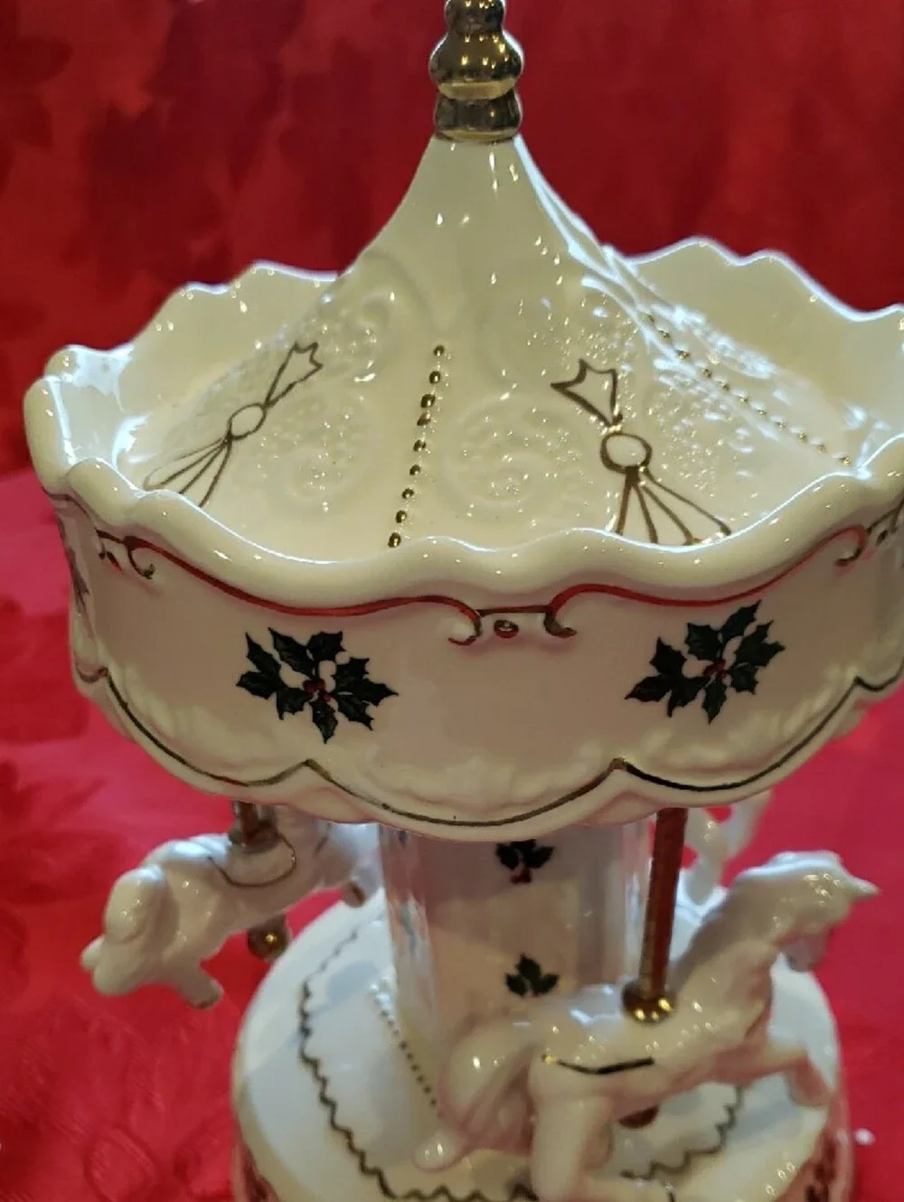 Porcelain Carousel Music Box with Gold Accents Christmas